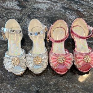 Sparkling Silver and Pink Kids Shoes